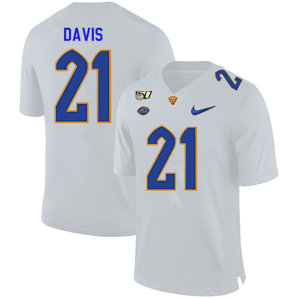 2019 Men #21 A.J. Davis Pitt Panthers College Football Jerseys Sale-White